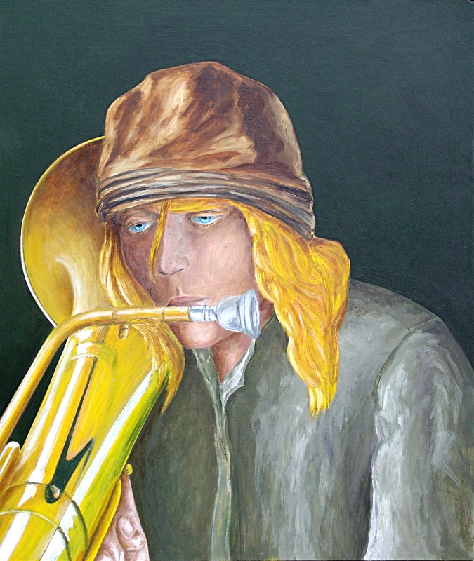 Thierry Cheverney. Introspective saxhorn player. 2011